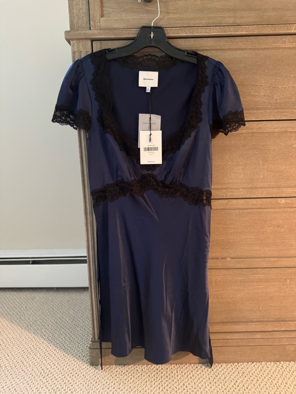 Reformation Romi Silk Dress - Navy